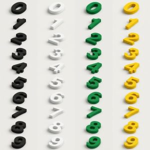 Alternative view of Solid Color Numbers 0-9  (7 Sizes & 6 Colors)