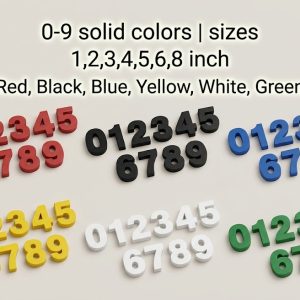Solid Color Numbers 0-9  (7 Sizes & 6 Colors)